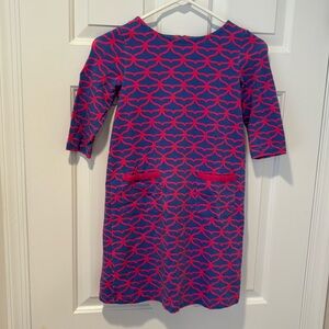 Girls blue and pink patterned vineyard vines dress size S (7-8)